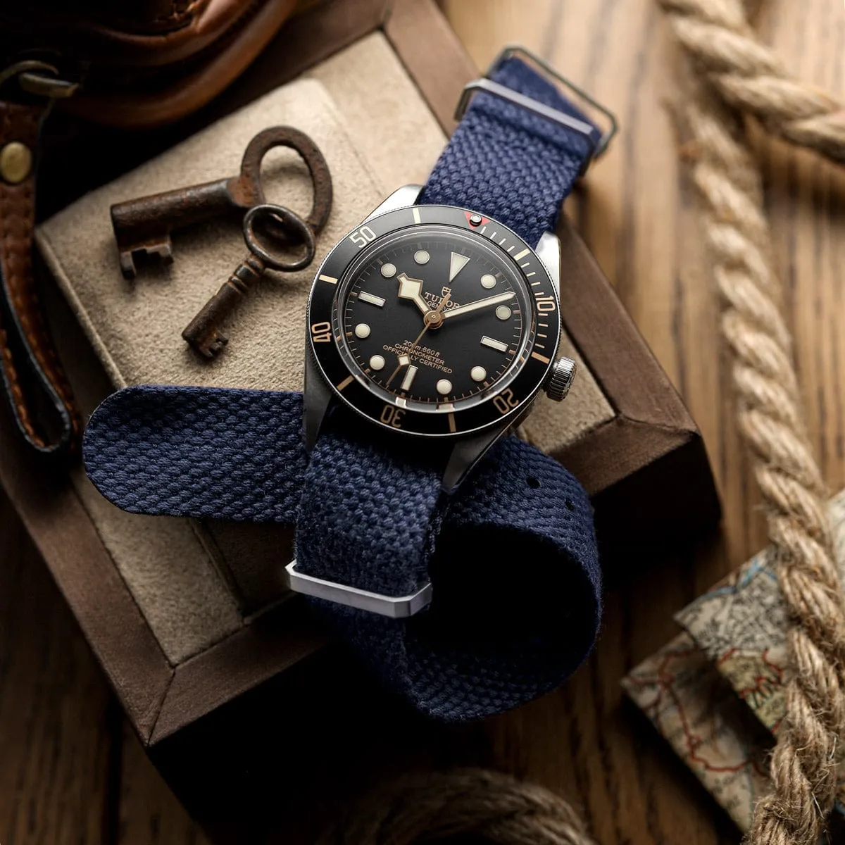 WatchGecko Braemore Military Canvas Watch Strap - Marine Blue