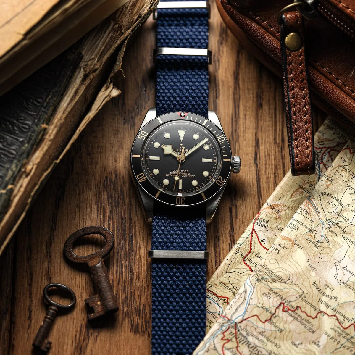 WatchGecko Braemore Military Canvas Watch Strap - Marine Blue