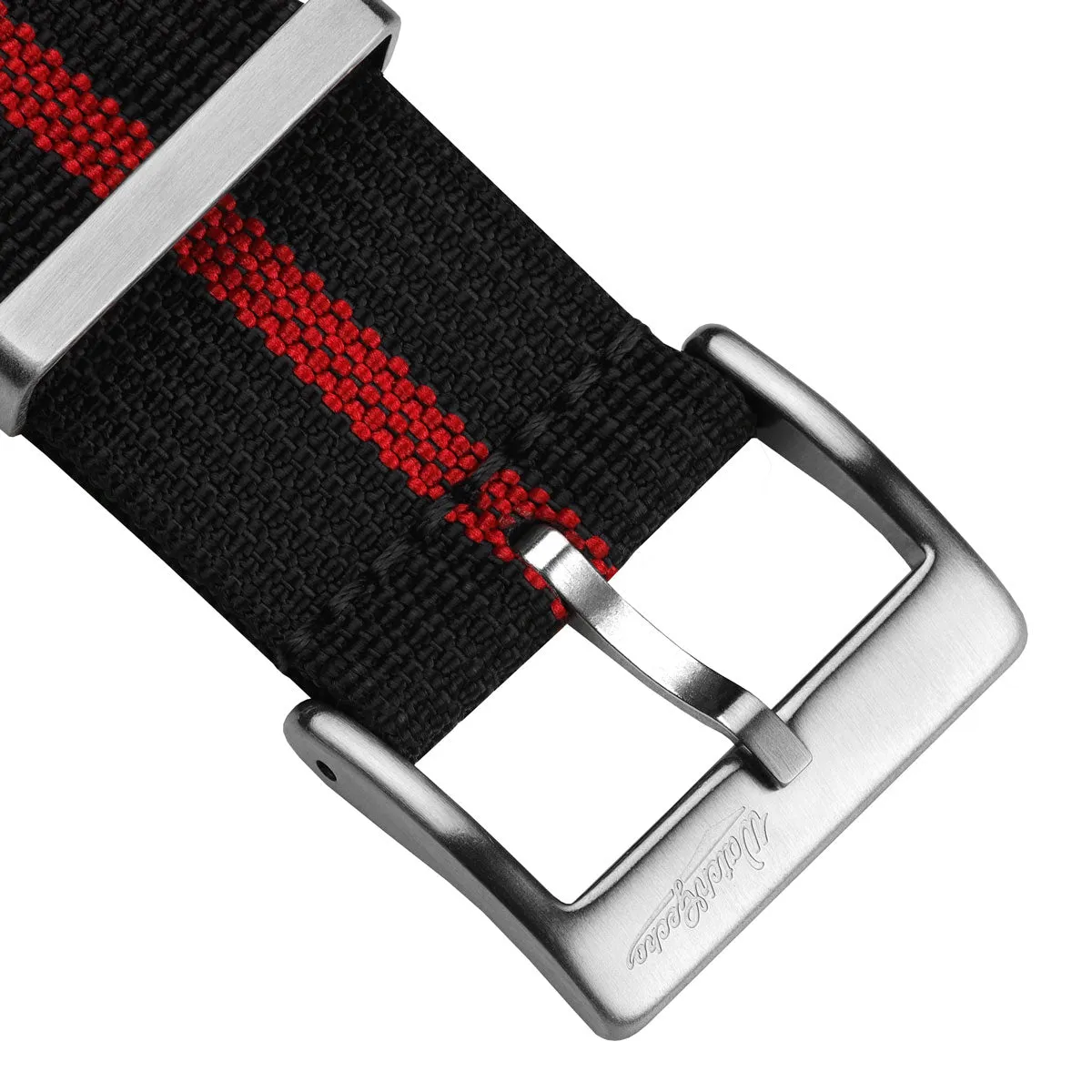 WatchGecko Ridge British Military Watch Strap - Black & Red