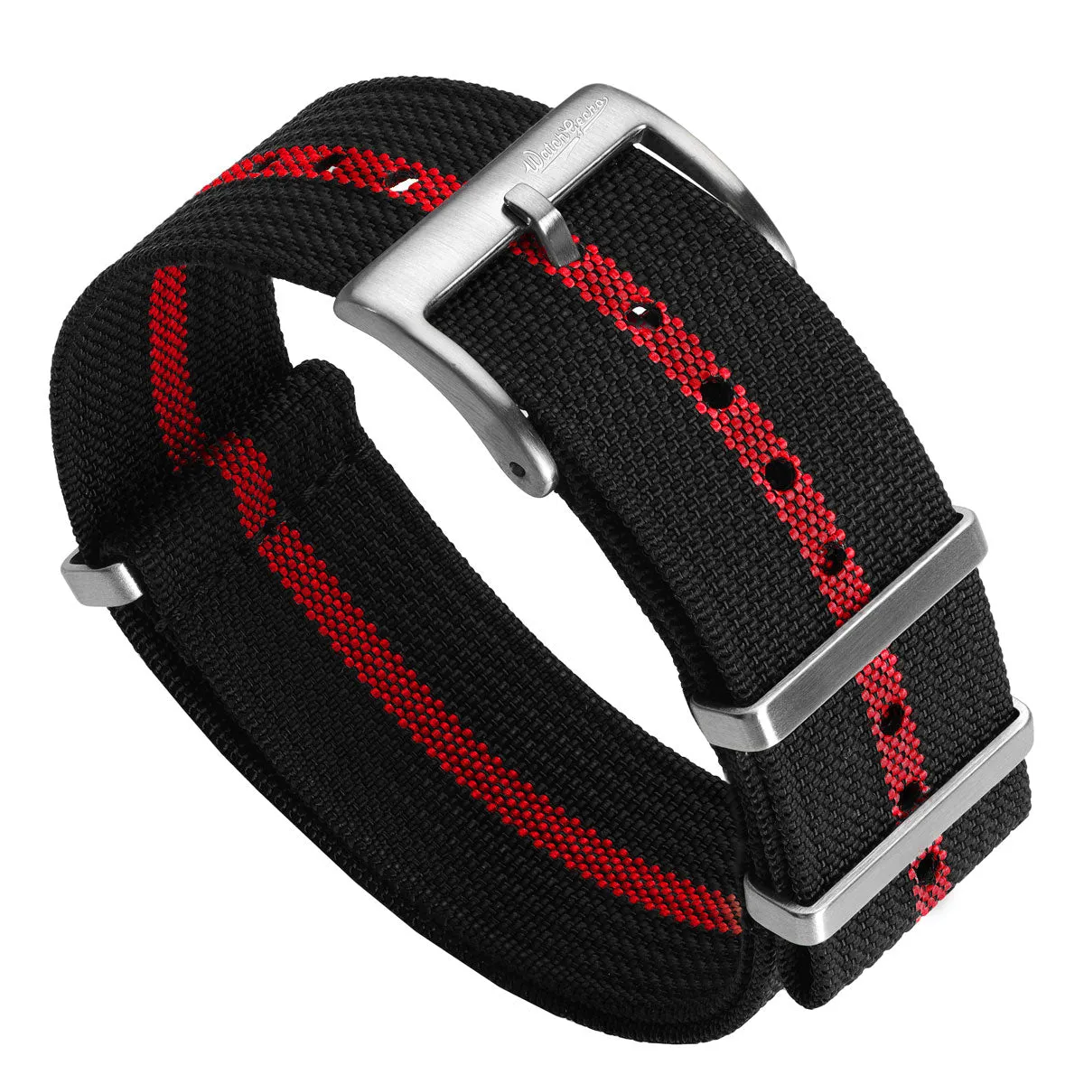 WatchGecko Ridge British Military Watch Strap - Black & Red