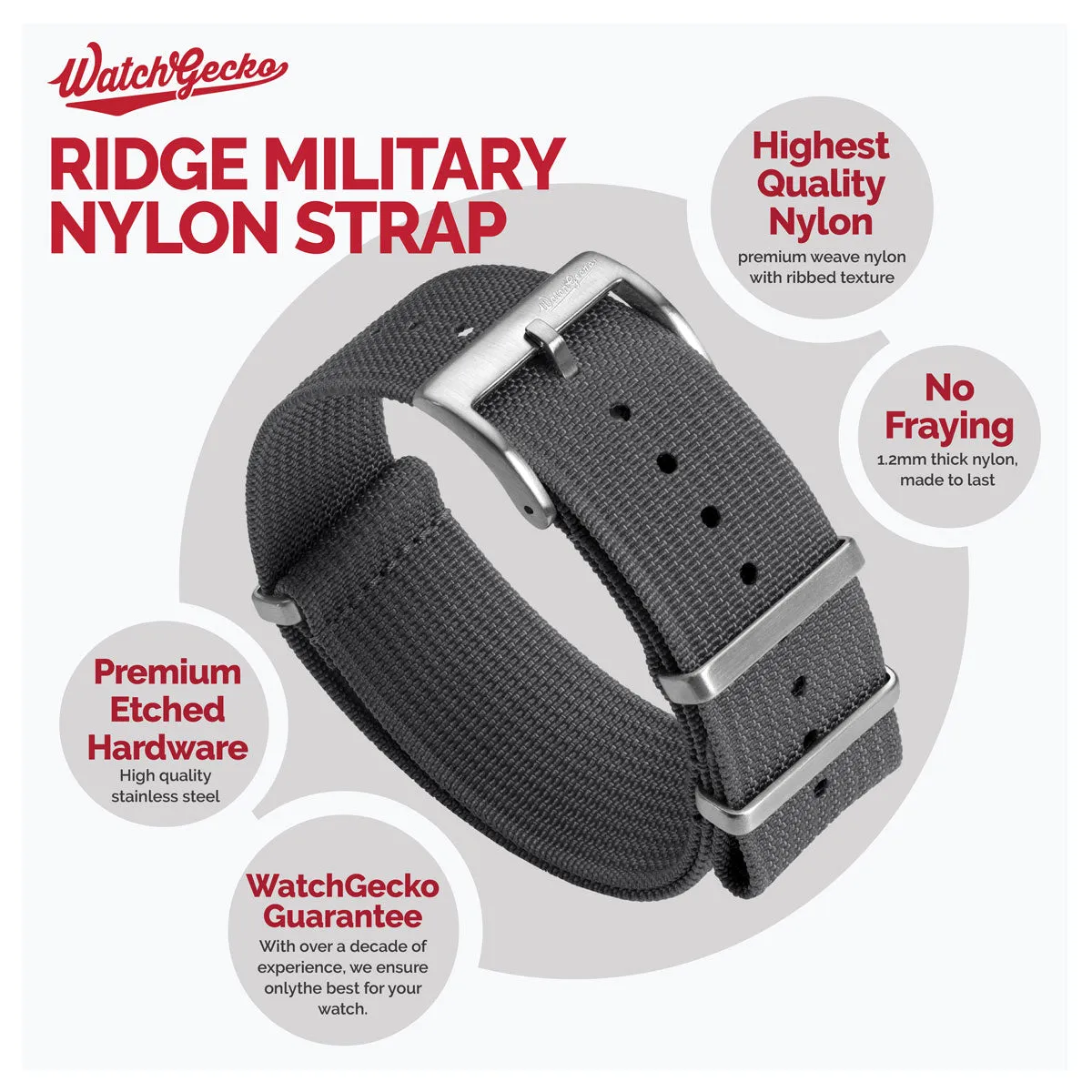 WatchGecko Ridge Military Nylon Watch Strap - Green