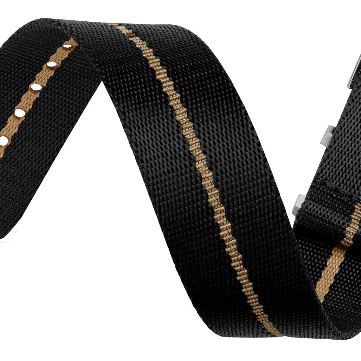 WatchGecko Signature Military Nylon Watch Strap - Black & Beige