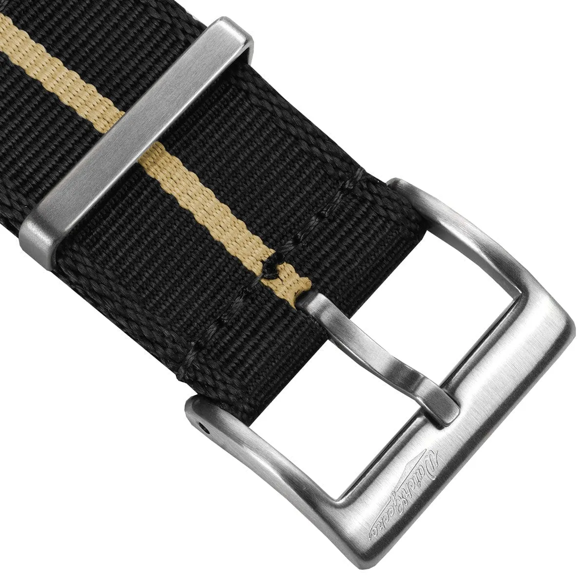 WatchGecko Signature Military Nylon Watch Strap - Black & Beige