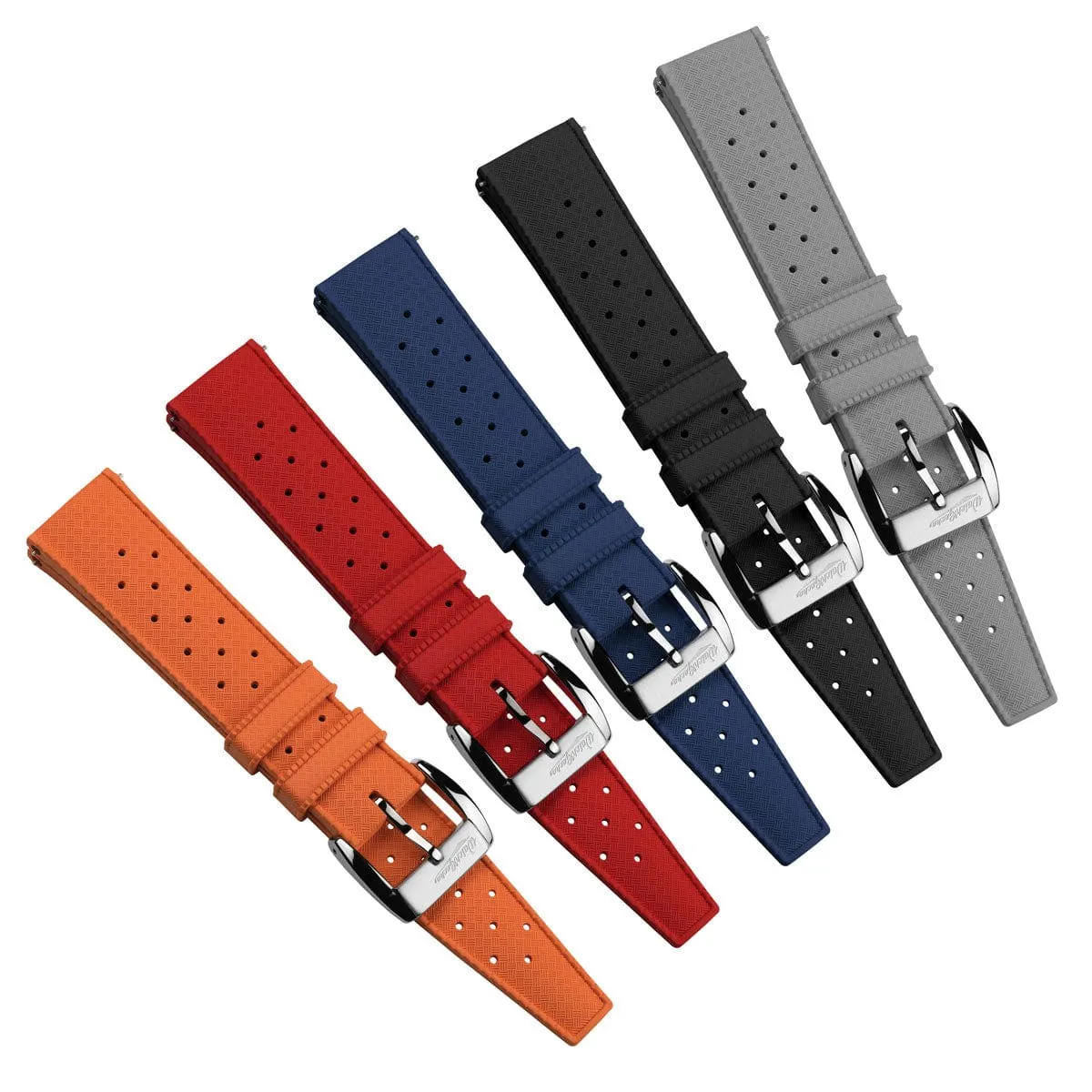 WatchGecko Vintage Tropical Style FKM Rubber Watch Strap - Black