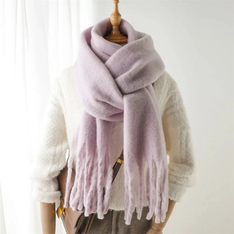 Winter Women Cashmere Warm Solid Thick Soft Pashmina Wraps Bufanda Scarf