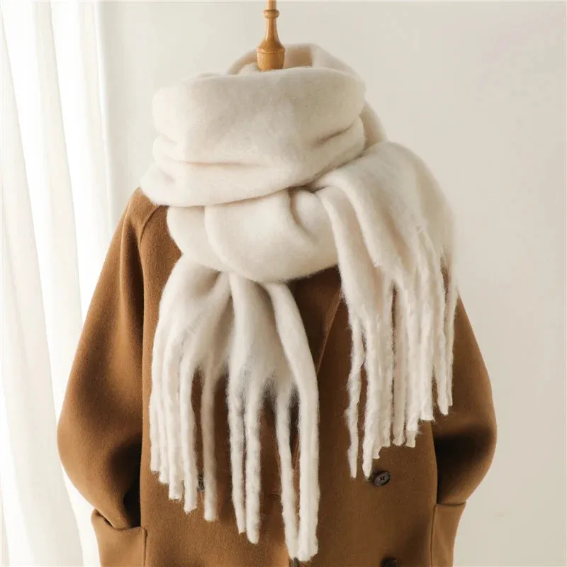 Winter Women Cashmere Warm Solid Thick Soft Pashmina Wraps Bufanda Scarf