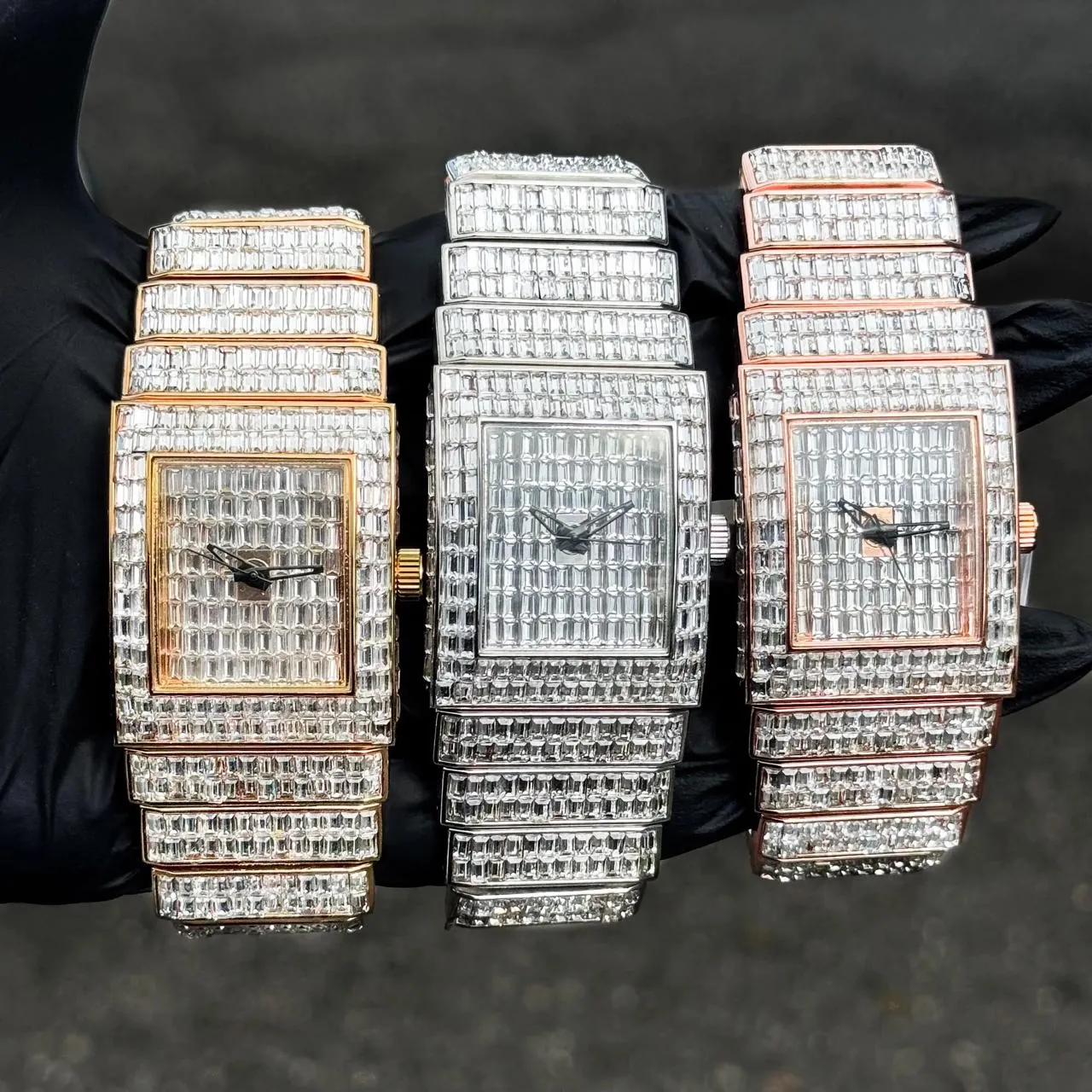 Women's Fully Iced Out Diamond Watch 30mm -Iced Baguette Dial and Band - Square Timepiece, Quartz Movement